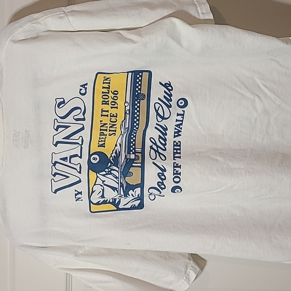 Vans White Men's T-Shirt XL Front Pocket Pool Hall Club
